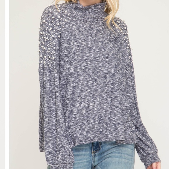NWT! She & Sky Pearly Mock Neck Sweater - Picture 2 of 5